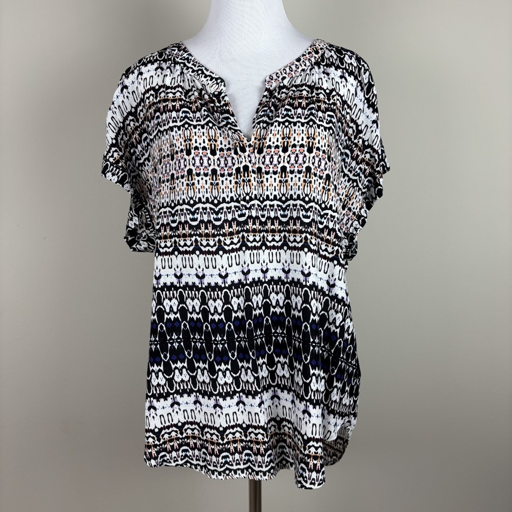 Velvet By Graham & Spencer Tunic Top Womens Medium Ikat Printed Relaxed Fit M
